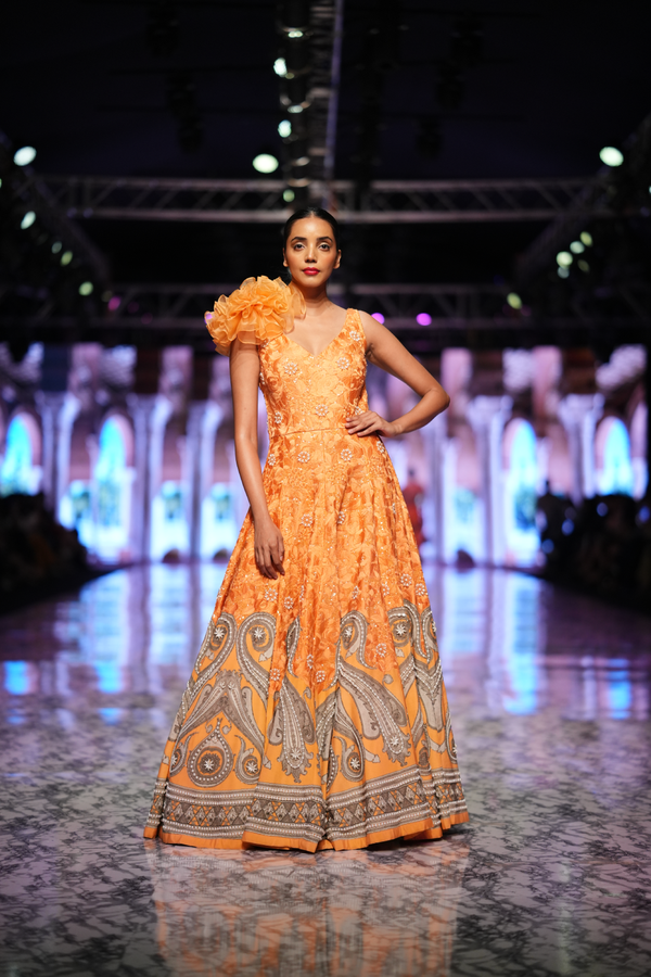 ORANGE EMBROIDERED GOWN