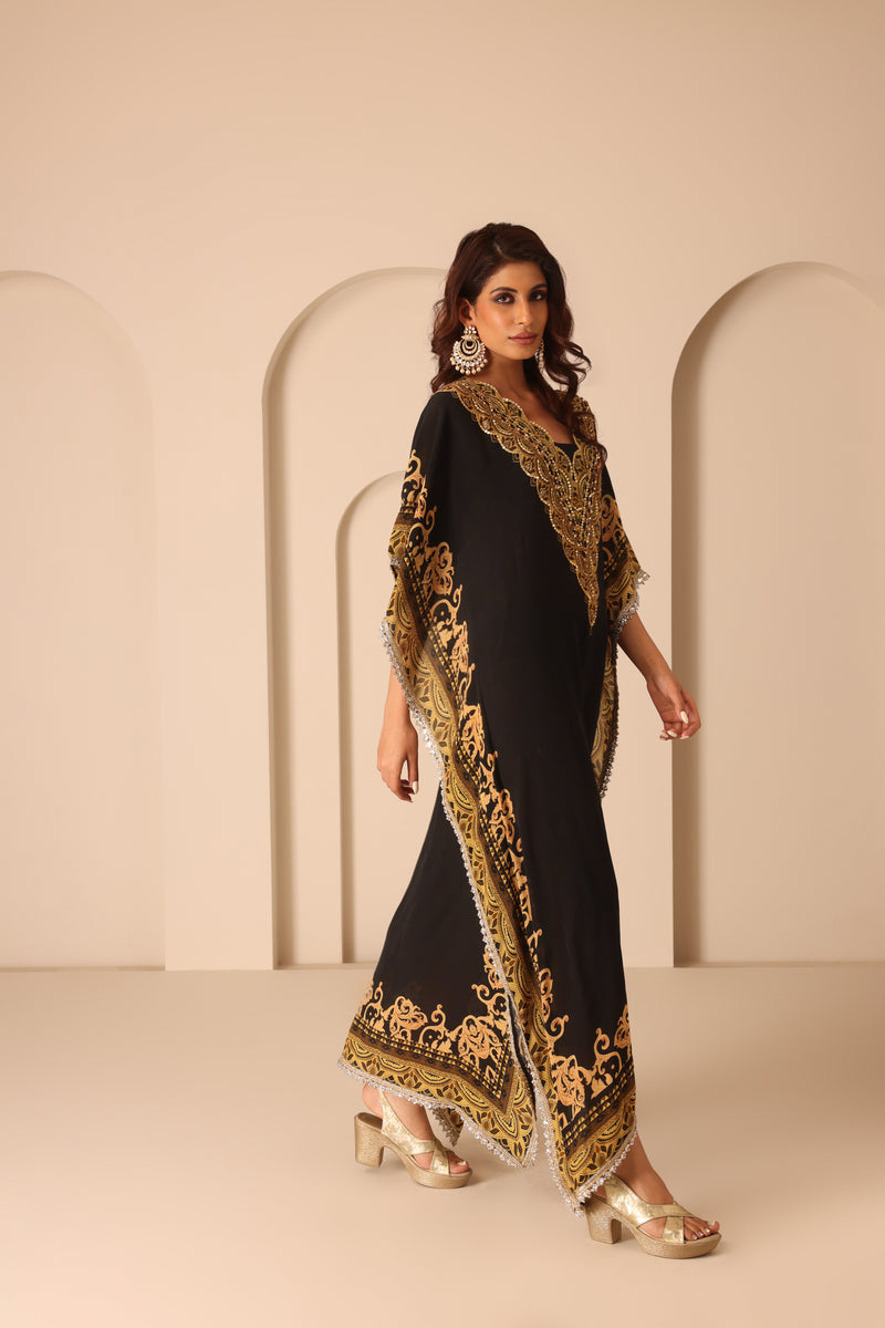 BLACK DIGITAL PRINT KAFTAN