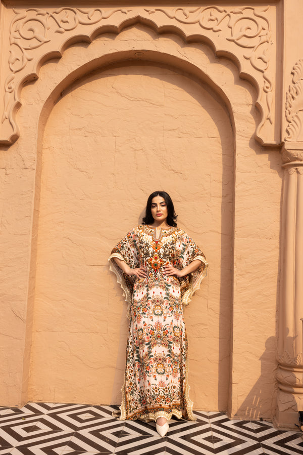 IVORY JEWEL PRINTED KAFTAN