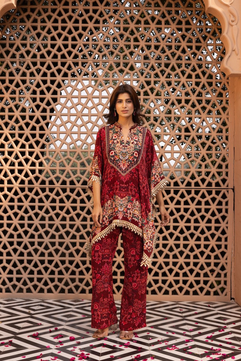 PLUM SELF PRINTED CO-ORD SET