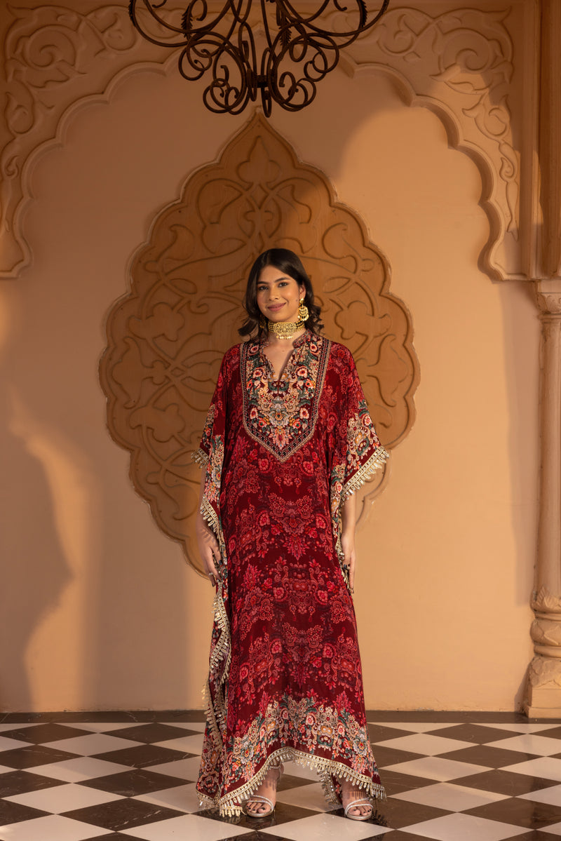 PLUM SELF PRINTED KAFTAN