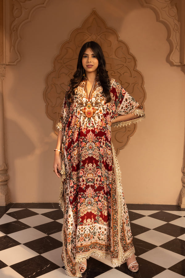 PLUM JEWEL PRINTED KAFTAN