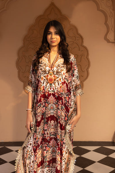 PLUM JEWEL PRINTED KAFTAN