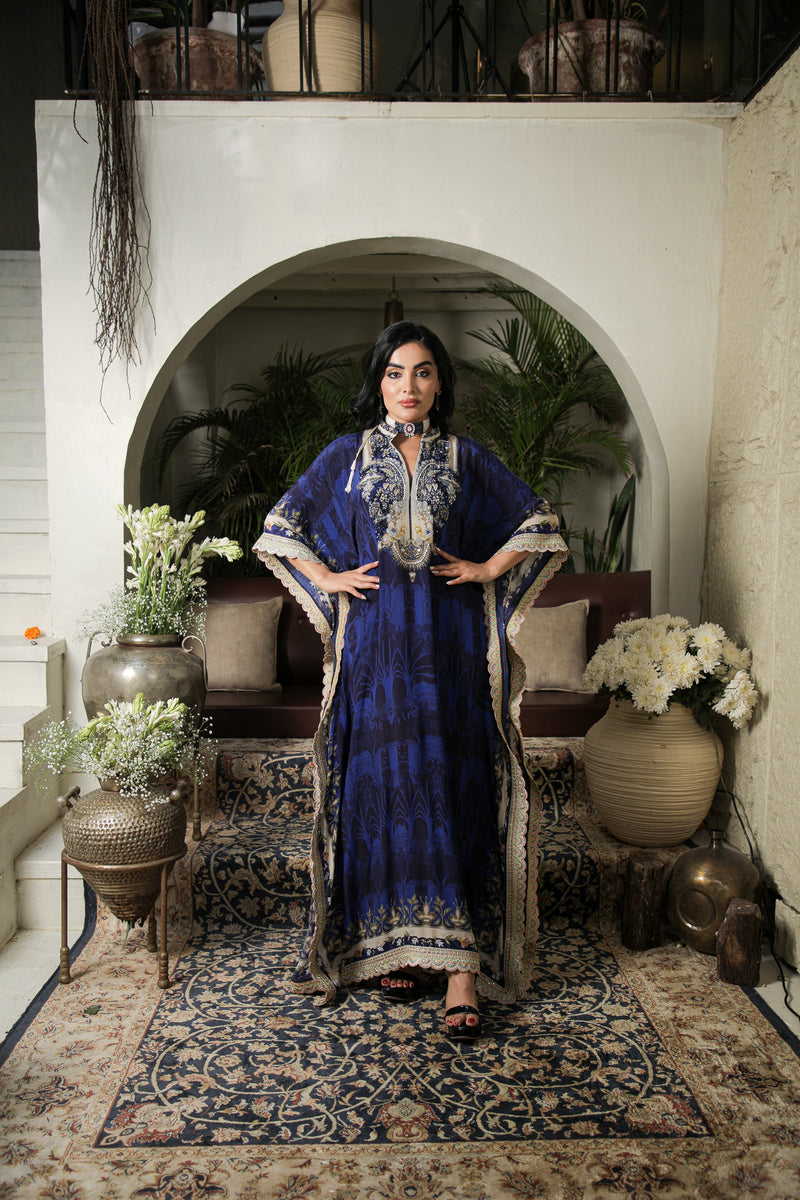 DEEP BLUE DIGITAL PRINTED KAFTAN