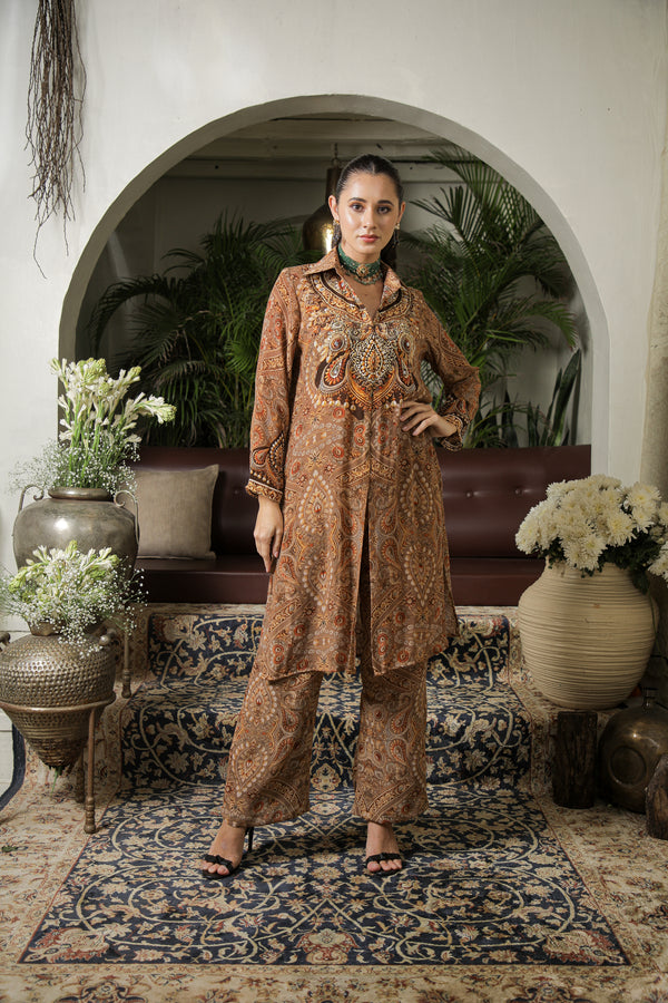 BROWN JEWEL PRINTED CORD SET