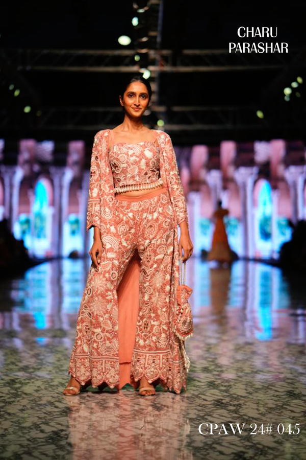 DUSTY ROSE EMBROIDERED JACKET WITH BUSTIER AND PANTS