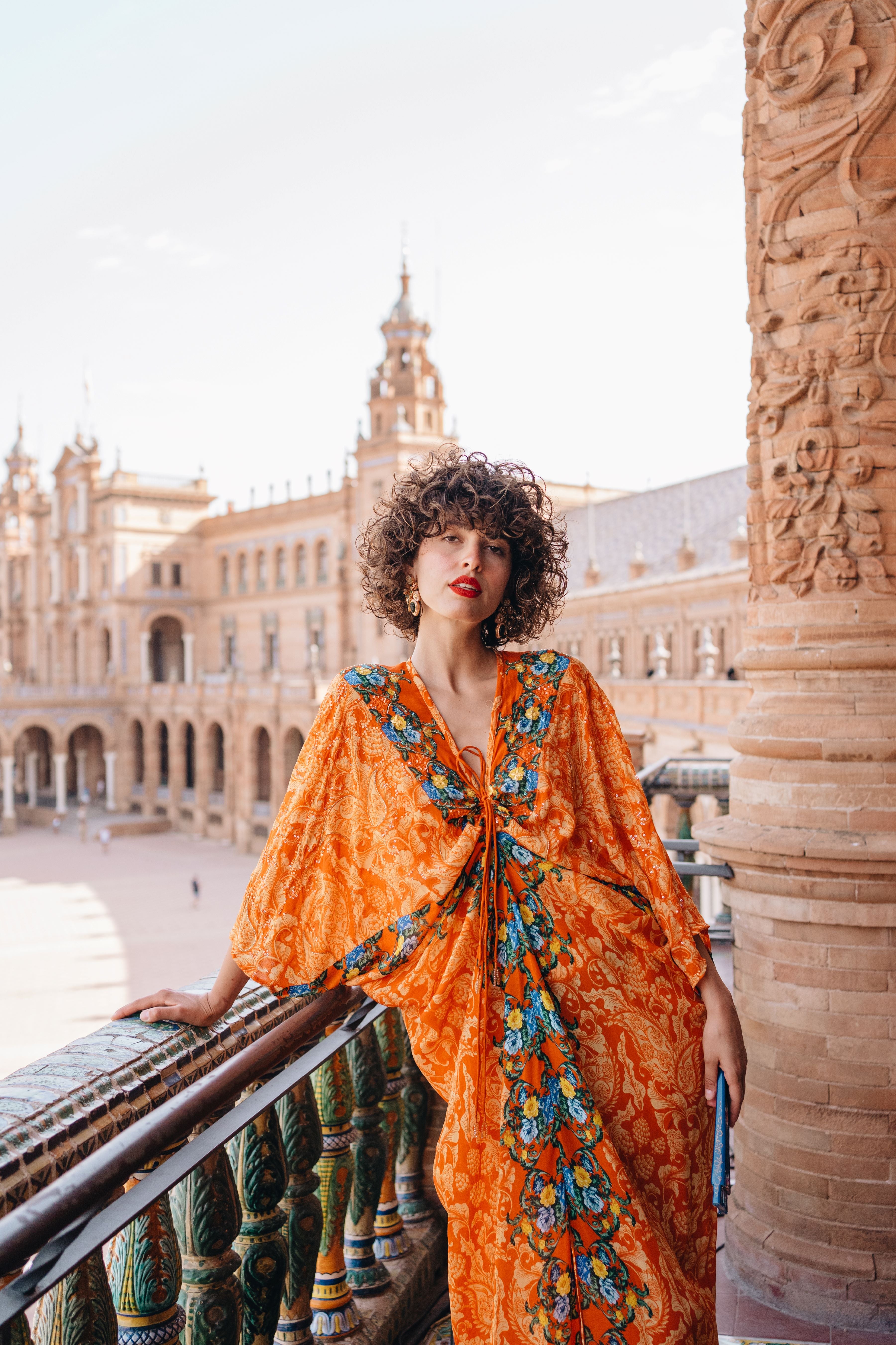 Orange Printed Zee Kaftan