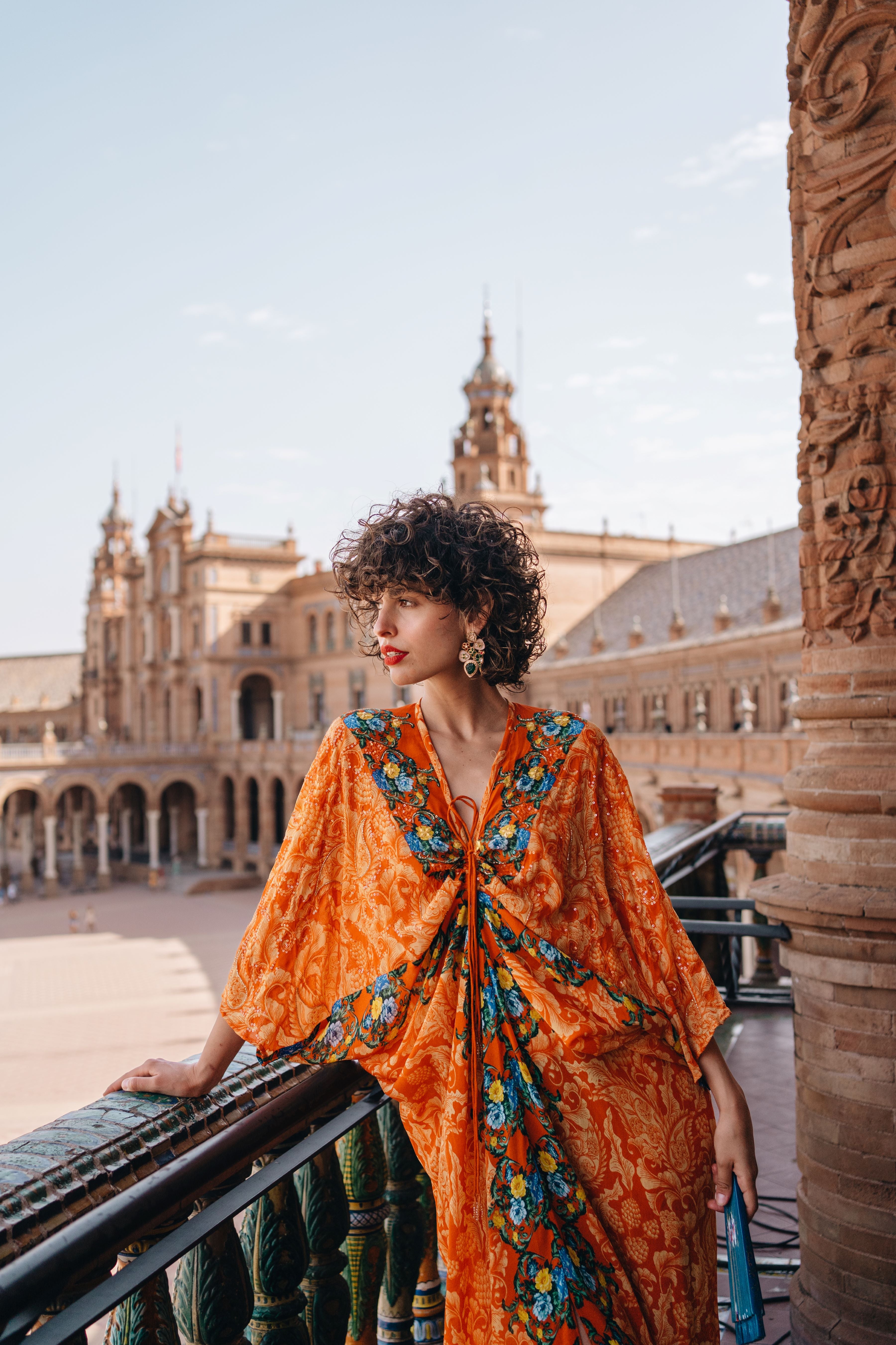 Orange Printed Zee Kaftan