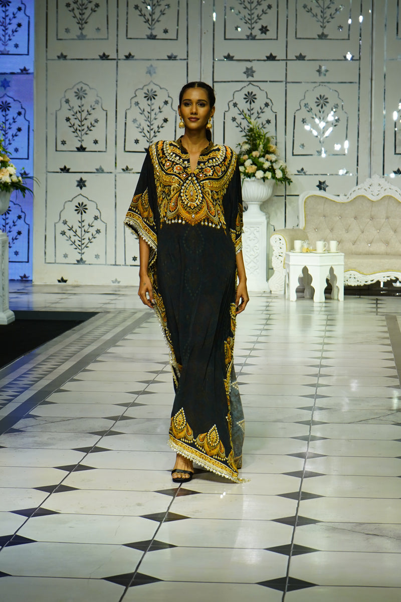 BLACK JEWEL PRINTED KAFTAN