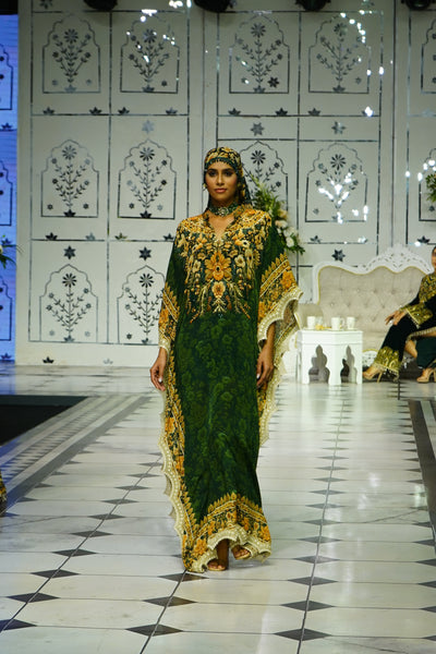 GREEN DIGITAL PRINT FLORAL KAFTAN