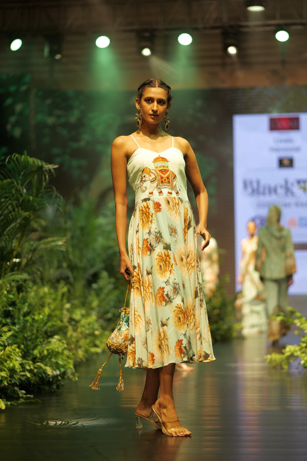 AQUA FLORAL STRAPPY DRESS