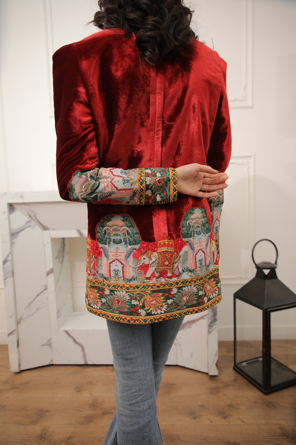 MAROON MUGHAL VELVET JACKET