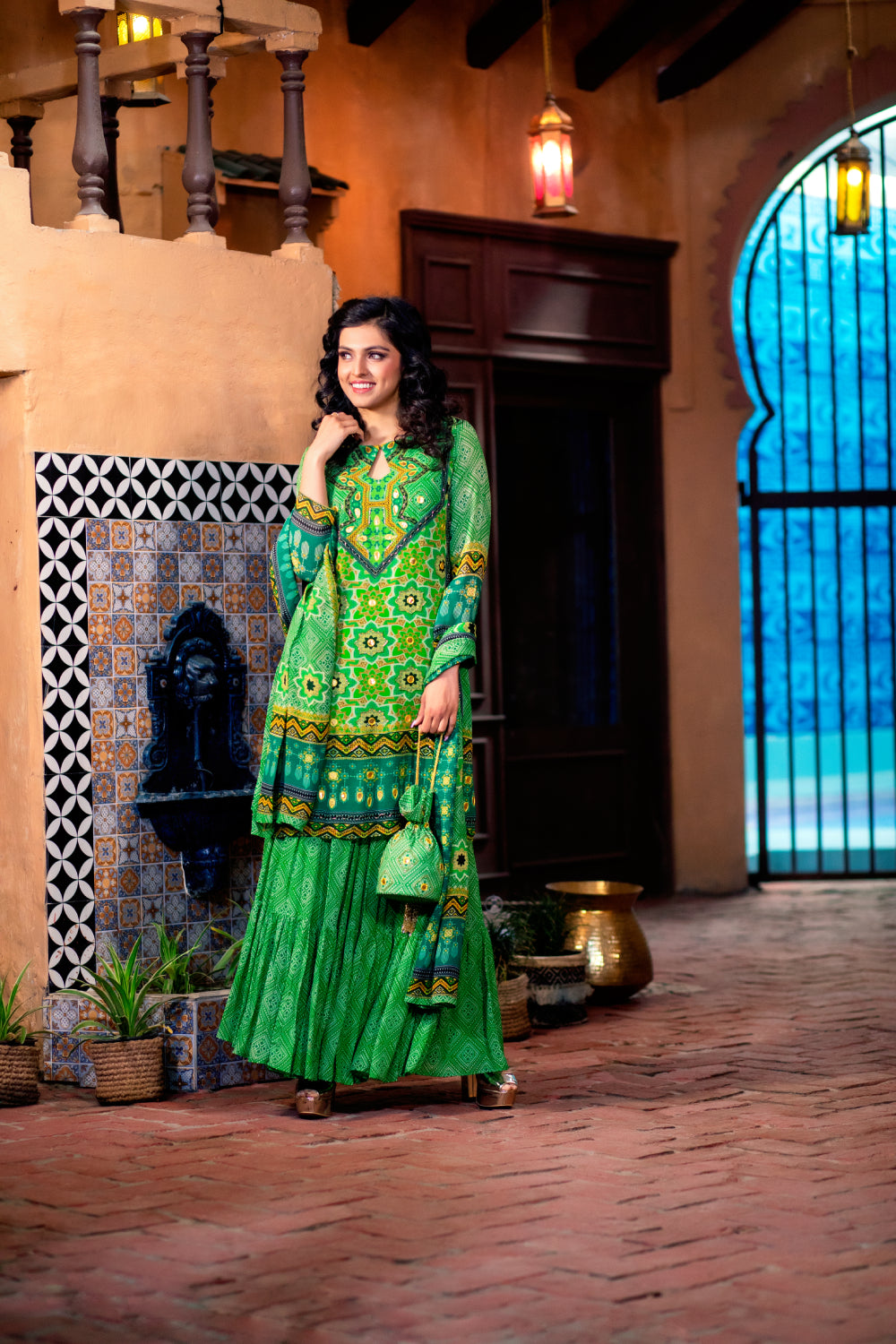 Green Printed Sharara Set Charu Parashar Designs Green Printed Sharara Set Charu Parashar Designs