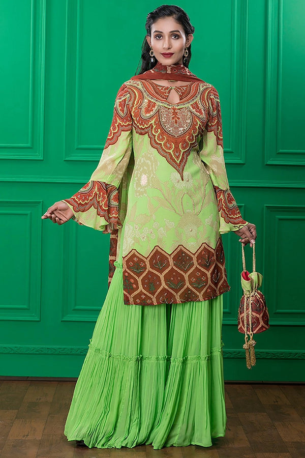 Light Green Printed Suit Set