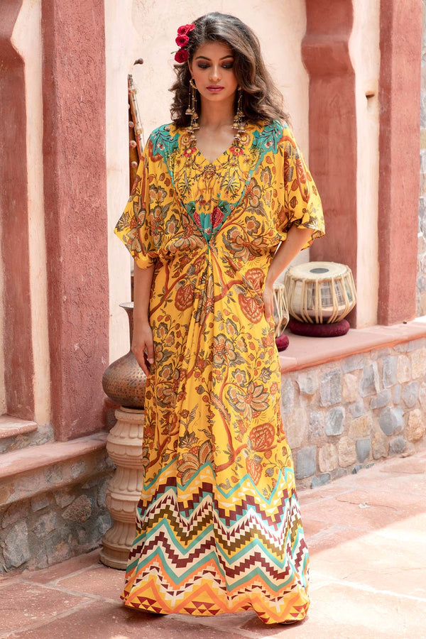 Yellow Printed Kaftan