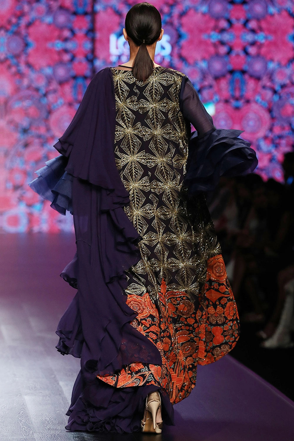 Navy Blue Jacket Blouse With Draped Dress