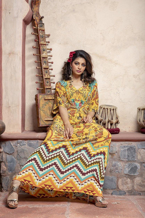 Yellow zig Printed Kaftan