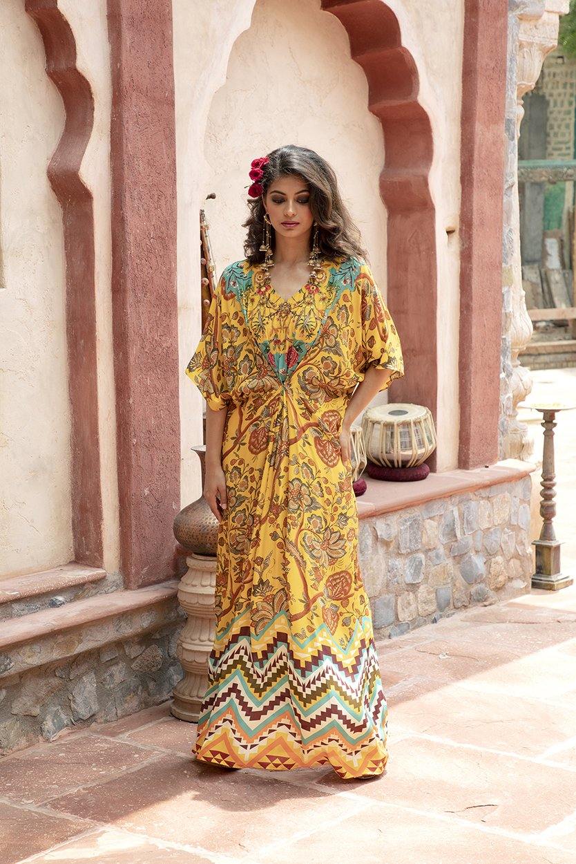 Yellow zig Printed Kaftan