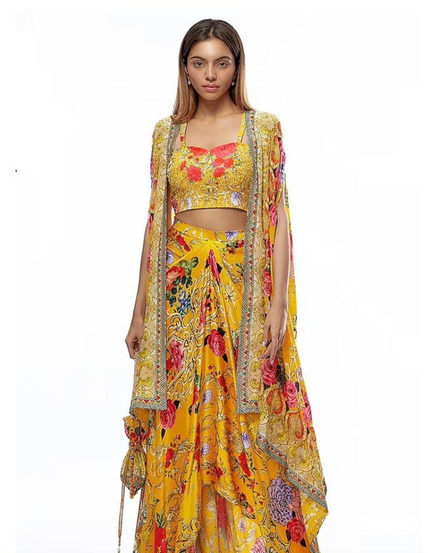 Crepe Sharara With Cape